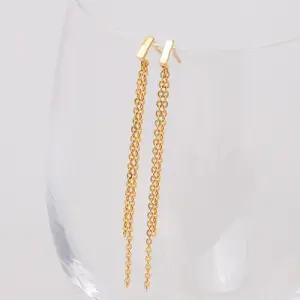 여자 순금 드롭 귀걸이 1.87g [스틱 롱체인]