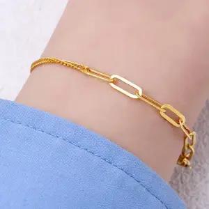 여자 순금 팔찌 7.5g 클립 민줄 체인 [클래식 믹스]