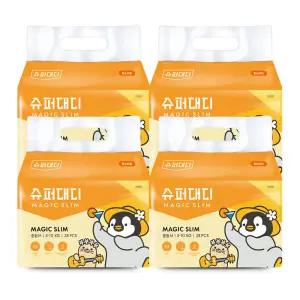 슈퍼대디 미스터펭 매직슬림 밴드 기저귀 4팩 중형, 152매