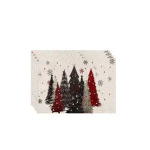 린넨 크리스마스 테이블 매트 2p 식탁보 패드 깔개 식탁매트