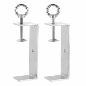 [미국배송] 하핑턴 2개 304 스테인리스 스틸 C 클램프 130MM 사각 미니 타이거 조절 가능한 헤비 듀티 금속 U 클립 목공 용접 장착용 훅 나사 실버