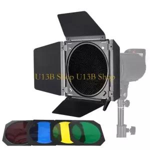 여행 U13B 스튜디오 플래시용 4가지 컬러 필터가 포함된 전문 헛간 도어 및 허니콤 그리드 키트