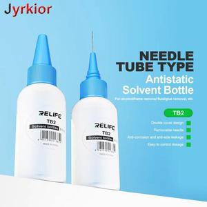 RELIFE TB2 바늘 용제 병이있는 플라스틱 액체 알코올 로진 솔더 페이스트 오일 클리너 디스펜서 PCB 수리