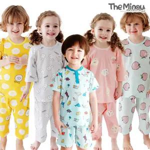 [더미누][봄맞이 초특가]파자마 잠옷 9부 7부 상하복 자가드 반팔 나시 유아 아동 주니어 내의 실내복 수면