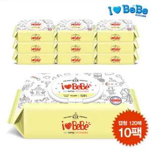 물티슈 120매 캡형 10팩(옐로우)