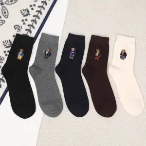 [무료배송] 남성 신사곰돌이 중목 양말 10켤레 남자 학생 신사 정장 면 패션 양말
