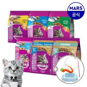 위스카스 포켓 건사료 3kg+고양이낚시대+베베숲물티슈1팩