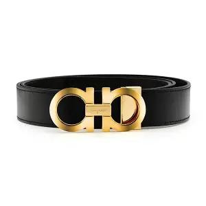 [페라가모] 67 5542 0586940 (675542 586940) 간치니 유광 양면 벨트 블랙