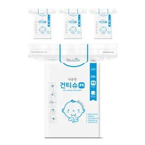 물따로 대용량 건티슈 M 4팩(200매x4팩) / 일회용 손수건
