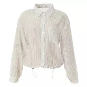 [롯데백화점]abfz 점퍼스타일 스트라이프텐셀긴팔블라우스 APY3HB38H