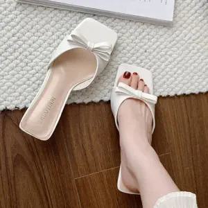 [하프클럽/] 스퀘어 리본 뮬 샌들힐(5cm)-6266