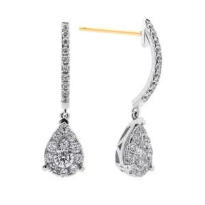 [하나다이아몬드]1부 랩다이아몬드 14k 18k 물방울 프로포즈 웨딩 귀걸이 티얼스 HNLDER0140