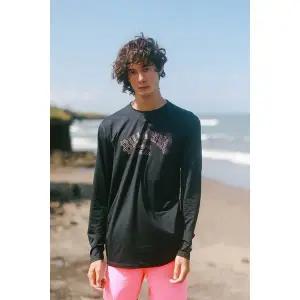 빌라봉 남성 네이비 아치 그래픽 루즈 핏 긴팔 래쉬가드(AE21RS203BLK)_CA