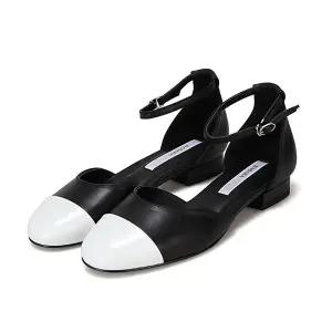 [BABARA][본사운영] 바바라 양가죽 스트랩 사이드오픈 여성플랫 2cm_BBH105