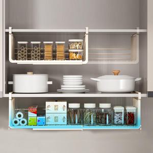 키친 슬라이딩 길이조절 무타공 선반 싱크대 상부장 정리대 2ea