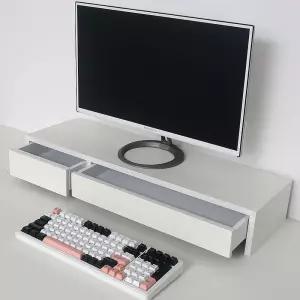 어반데코 모니터받침대 화이트800 2서랍형 듀얼모니터거치대