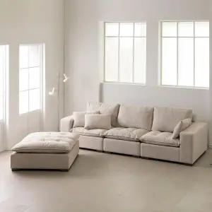 보루네오 클로버 구스 패브릭 4인+스툴 소파