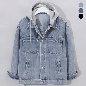 [후앙스]오버핏 캐주얼 후드 탈부착 데님 자켓 점퍼 GZCP-5182