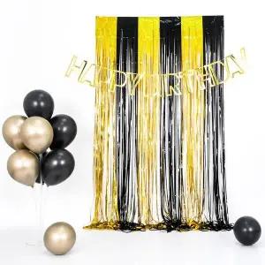 [하프클럽/]골드블랙믹스 파티장식 파티소품 은박수술커튼