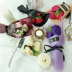 비누꽃 미니 장미 꽃다발 3송이 포장 선물 세트 성년의날 스승의날