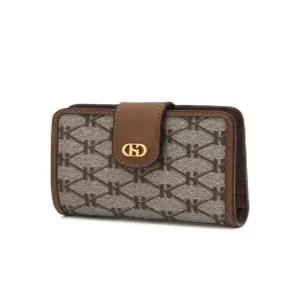 헤지스 액세서리 26SS [헤리아토] 브라운 시그니처 패턴 가죽 반지갑 HIWA6E842W1