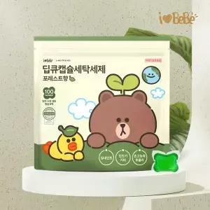 [아이러브베베]라인프렌즈 포레스트향 100개입 올인원 캡슐세제 실내건조 고농축 대용량 세탁 드럼일반겸용