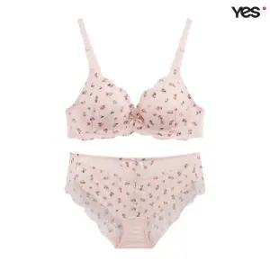 [롯데백화점]예스 피치 플라워 볼륨업 브라 레이스 팬티 세트 YSWBB505YSWPB506