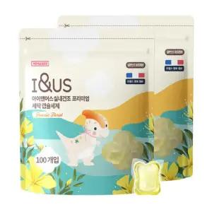 아이앤어스 고농축 올인원 캡슐 세탁 세제 100개입 2개 프리지아향, 실내건조 섬유유연