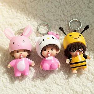 베이비 몬치치 키링인형 베베치치 헬로키티 몬치치 미니 명품 자동차 가방 귀여운 캐릭터 키링
