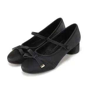 [본사운영] [26SS 신상] 바바라 소가죽 페미닌 리본 디테일 메리제인 여성 키튼힐 3.5cm_BBJ116BK