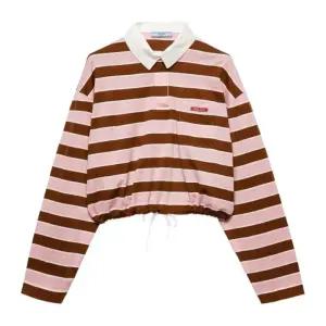 스트라이프 크롭 드로우스트링 폴로 셔츠 39661 189PF05AB