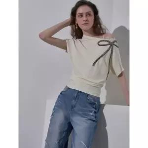 [하프클럽/]투웨이 페미닌 비즈 리본 포인트 니트 MM08KN101FJY