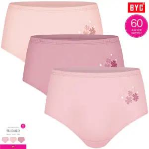BYC 60수 프리미엄 플라워포인트패턴 맥시삼각팬티3매입WCP5463