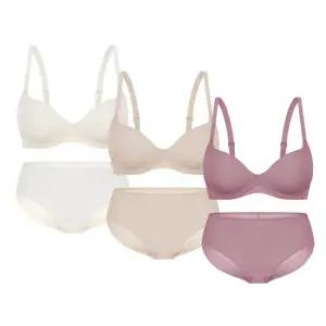 [Wonderbra] 일체형 볼륨몰드 노와이어 브라팬티 6종세트 오트밀+베이지+핑크 WBW6M151618_T