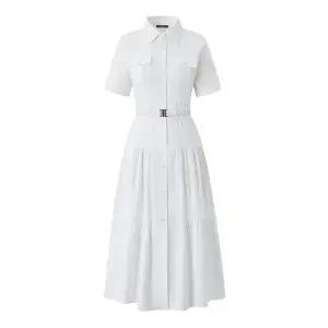 [GGPX]심플 무드 벨티드 버튼 카라 롱 원피스 (GQBOW010D)