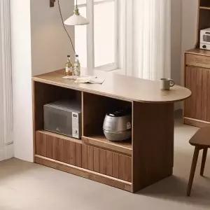 헤이즐 원목 광파오븐 아일랜드 홈바 식탁 렌지대 반타원형 1500x600 GM535