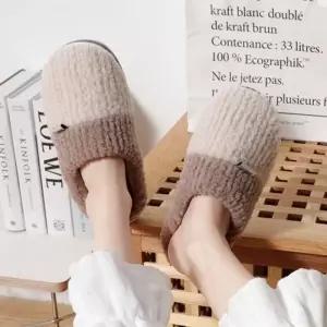 [오노마] ONM 보온 실내털슬리퍼 투톤 실내용 슬리퍼 털 여성털슬리