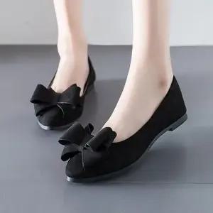 [오노마] ONM 여성 3컬러 데일리 스웨이드 리본 플랫슈즈 단화