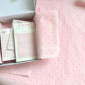 핑크 물결무늬 점 무늬 눈송이 배 종이 선물 포장지 작은 신선한 꽃다발 DIY 핸드메이드 재료