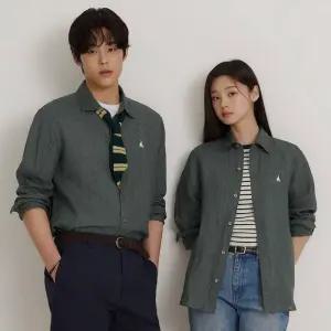 [백화점 정품] 빈폴 멘 남녀공용 리넨 솔리드 셔츠 - 카키 (BC6364C22H)