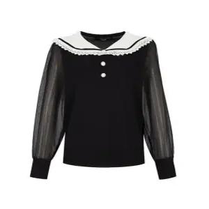 [숲][SOUP] 레이스 칼라 쉬폰 블라우스 (SZ3LK81)