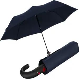 곡선 손잡이와 휴대용 케이스가 있는 Knirps T.260 중형 자동 클로즈 레인 우산 - 컴팩트 방풍 여행용 직경