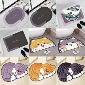 세련된 귀여운 고양이 발매트 욕실 인테리어