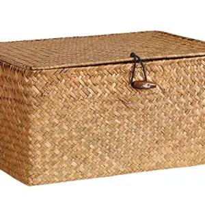 수제 수납 정리 바구니 사각 뚜껑 C9