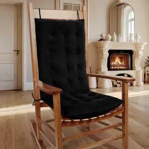 실내 블랙에 적합한 타이 하이 백과 시트 쿠션이 있는 OVOV 두꺼운 흔들의자 따뜻한 터프트 패드 2종 세트