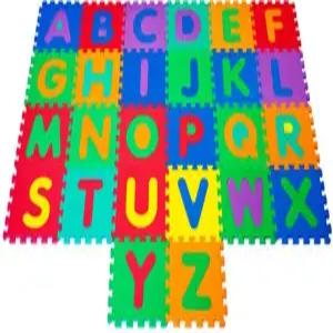 글자가 있는 연동 폼 타일 놀이 매트 - 놀이방 교실 등을 위한 무독성 멀티컬러 26피스 퍼즐 by Hey Play