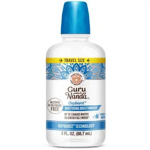 구루난다 옥시버스트 치아 미백 구강 청결제 - 알코올 및 불소 프리 과산화수소 7가지 에센셜 오일 이동 중