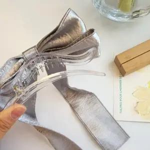 [다잇템] 여성 롱리본 반묶음 모임룩 쉬머 새틴 집게핀