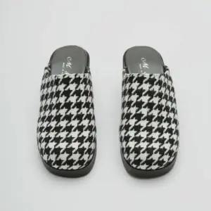 [하프클럽/다잇템]여성 하운드투스 통굽 두꺼운굽 패턴 뮬슈즈