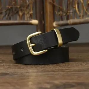 소가죽 고품질 정품 가죽 얇은 벨트 브랜드 황동 버클
